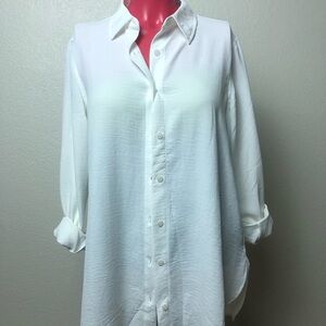 White Button-Front Women's Shirt Blouse